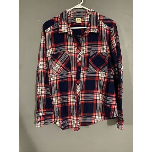 Faded Glory Plaid Button Up Long Sleeve Shirt Size XL - Picture 1 of 5
